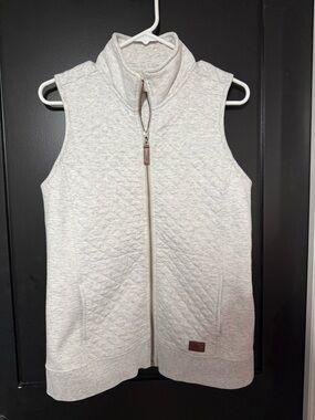 L.L. Bean Quilted Light Gray Zip-Up Vest